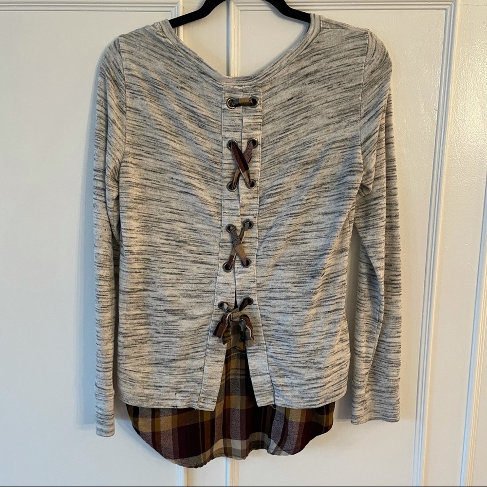 Maurices double layered plaid sweater